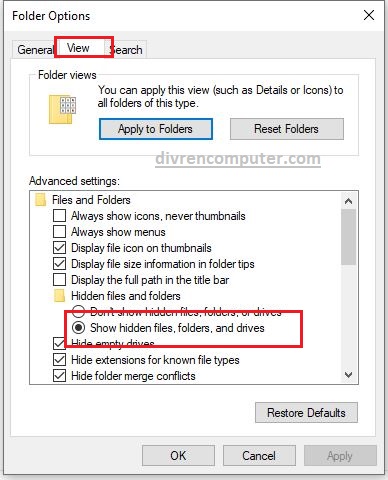 windows explorer view option